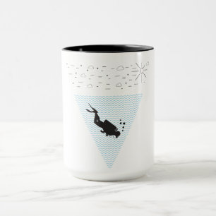 Geometric Scuba Diving Retro Scuba Diver 70s Beach Mug