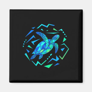 Geometric sea turtle with vibrant patterns magnet