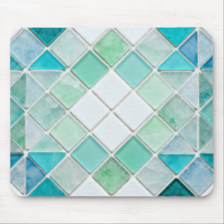 Geometric Seaglass Mosaic Pattern Mouse Pad