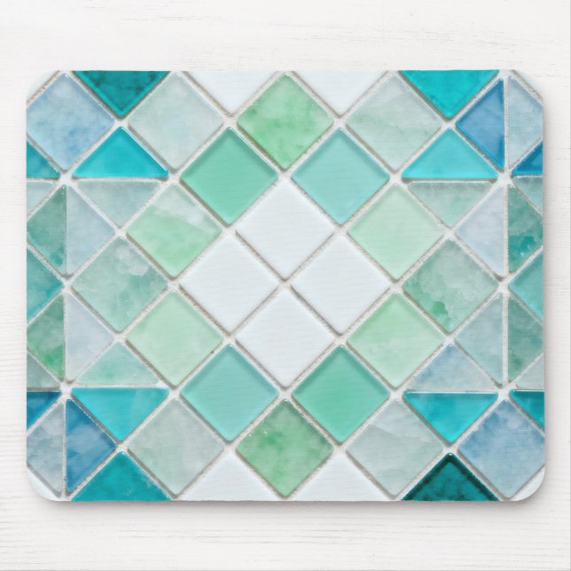 Geometric Seaglass Mosaic Pattern Mouse Pad (Front)