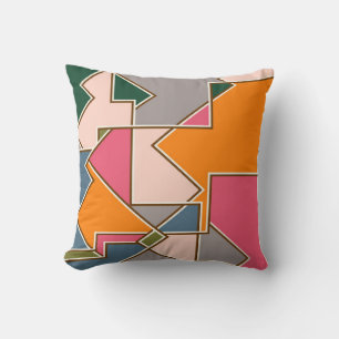 geometric seamless pattern, lines, orange, purple cushion