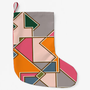 geometric seamless pattern, lines, orange, purple small christmas stocking