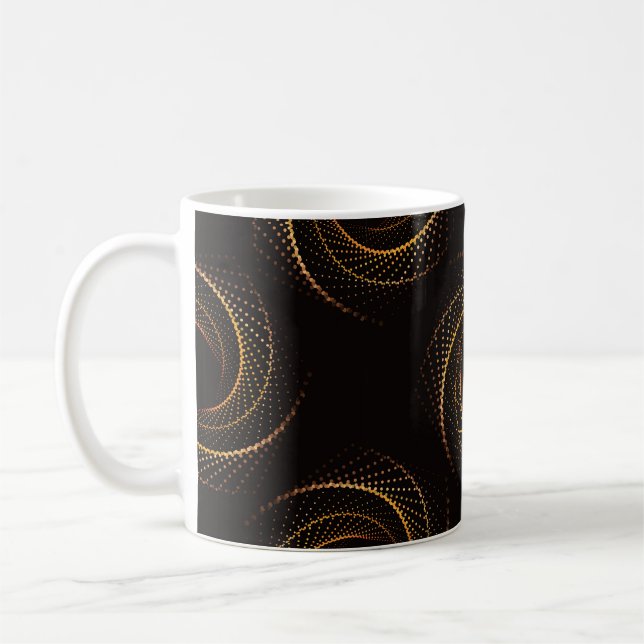 Geometric seamless pattern of gold dots coffee mug (Left)