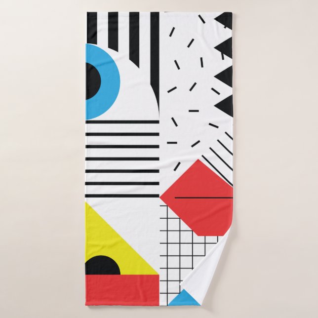 Geometric seamless pattern with abstract shapes bath towel (Bath Towel)