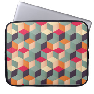 Geometric seamless pattern with colourful squares laptop sleeve