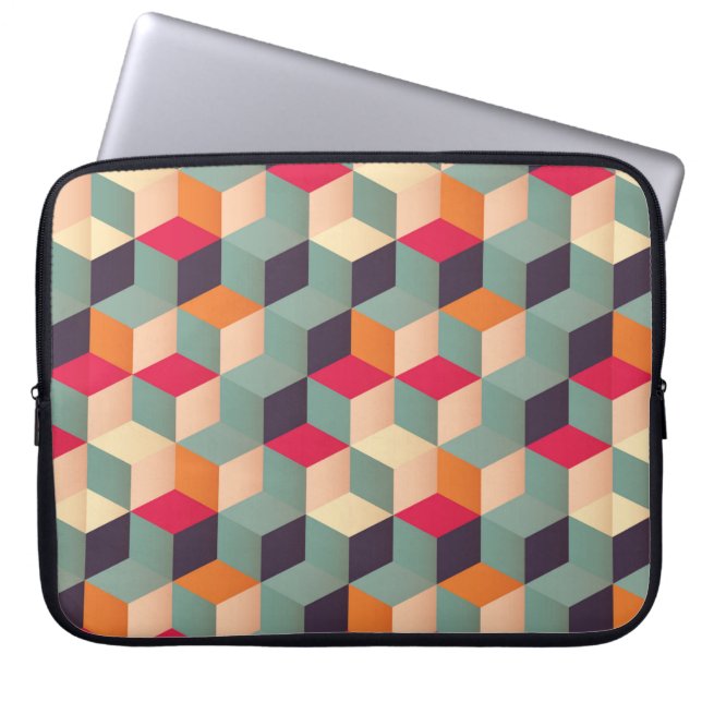 Geometric seamless pattern with colourful squares  laptop sleeve (Front)