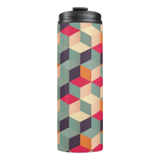 Geometric seamless pattern with colourful squares  thermal tumbler (Front)