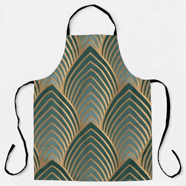 Geometric seamless pattern with golden and green c apron (Front)