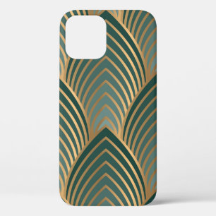 Geometric seamless pattern with golden and green c iPhone 12 case