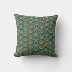Geometric seamless pattern with golden lines. Gree Cushion