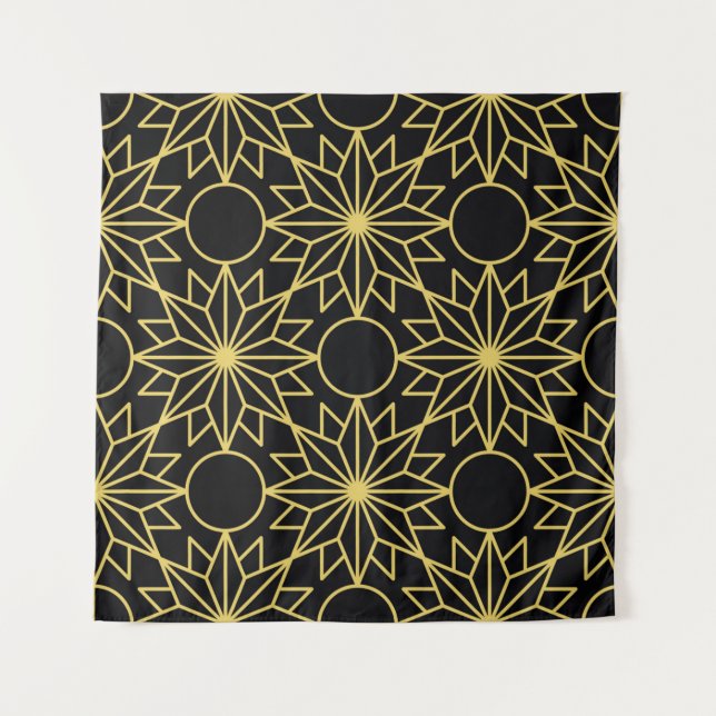 Geometric seamless pattern with stylised golden wi tapestry (Front)