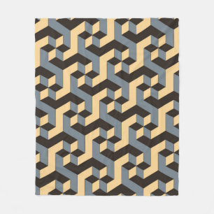 geometric seamless tile with complex rotating cubi fleece blanket