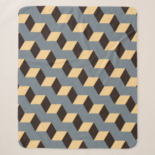 geometric seamless tile with cubic stairs in silve sherpa blanket