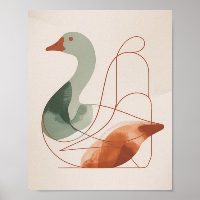Geometric Serenity: The Minimalist Goose Poster (Front)
