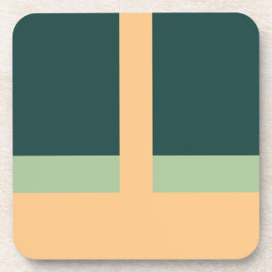 Geometric Shapes Abstract Art Green Apricot Colors Coaster
