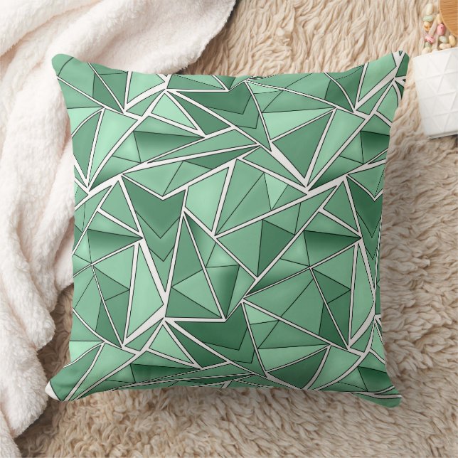 Geometric shapes abstract green pattern  cushion (Blanket)