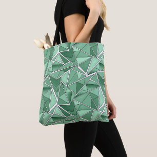 Geometric shapes abstract green pattern tote bag