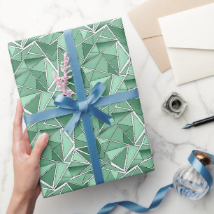 Geometric shapes abstract green pattern wrapping paper
