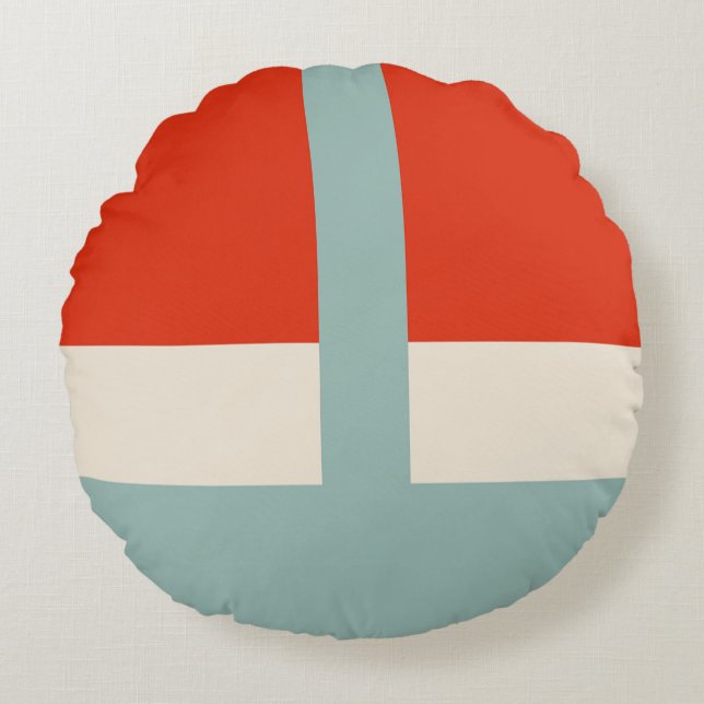 Geometric Shapes Abstract Red Gray Round Cushion (Front)