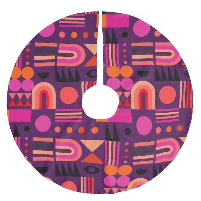 Geometric Shapes Abstract Seamless Pattern. Brushed Polyester Tree Skirt (Front)