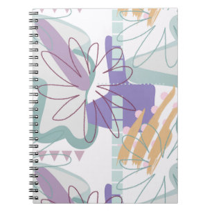 Geometric shapes and flowers on white. notebook
