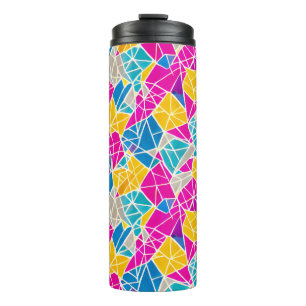 Geometric Shapes and Lines in Vibrant Colour Thermal Tumbler