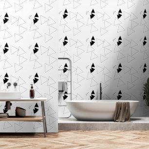 Geometric Shapes Black White Lines Wallpaper