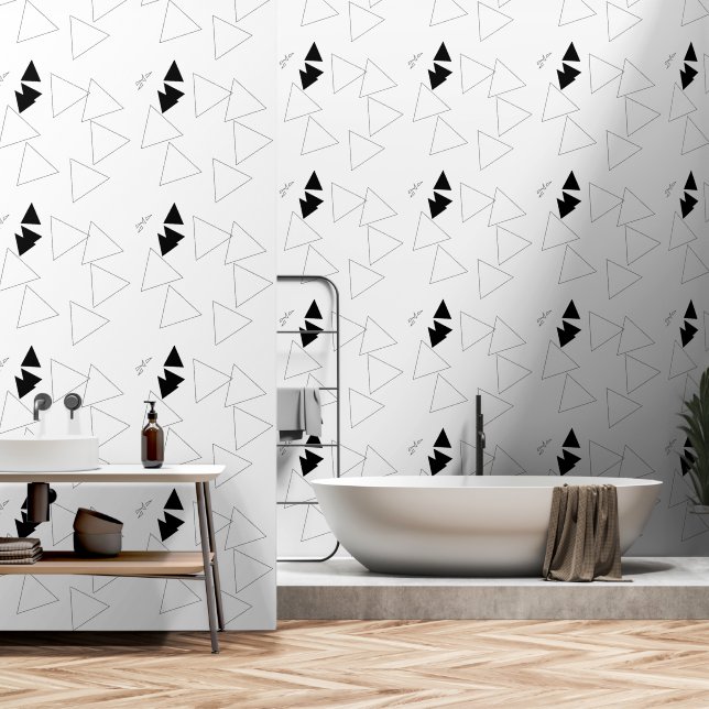 Geometric Shapes Black White Lines Wallpaper (Bathroom)