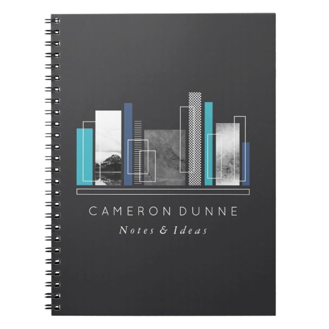 Geometric Shapes Blue & Grey Notebook (Front)