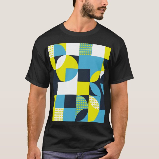 Geometric shapes, colourful abstract background. T-Shirt (Front)