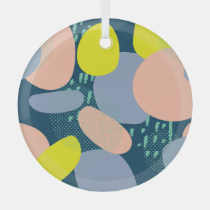 Geometric Shapes: Colourful Memphis Style Glass Tree Decoration