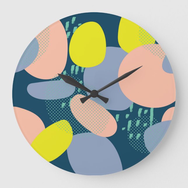 Geometric Shapes: Colourful Memphis Style Large Clock (Front)