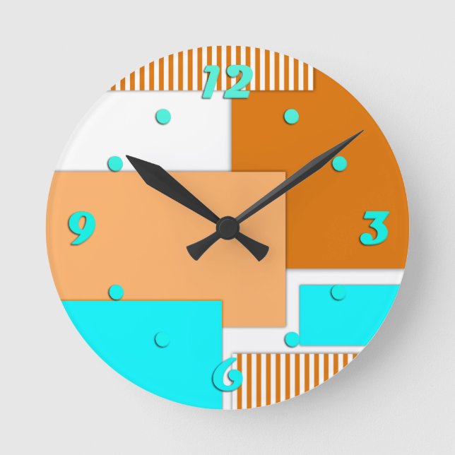 Geometric shapes cut out of paper round clock (Front)