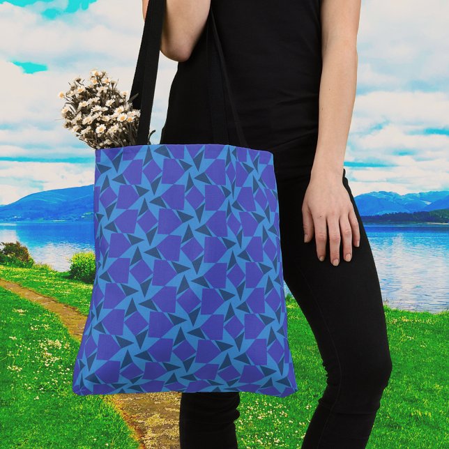  Geometric Shapes in Turquoise and Blue Tote Bag (Creator Uploaded)