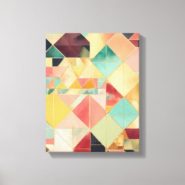 Geometric Shapes Modern Colourful Wrapped Art Canv Canvas Print (Front)