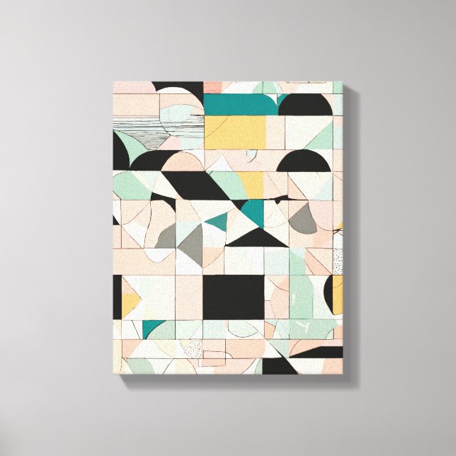 Geometric Shapes Modern Colourful Wrapped Art Canv Canvas Print (Front)