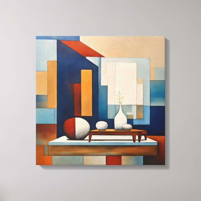 Geometric Shapes Modern Colourful Wrapped Art Canv Canvas Print (Front)