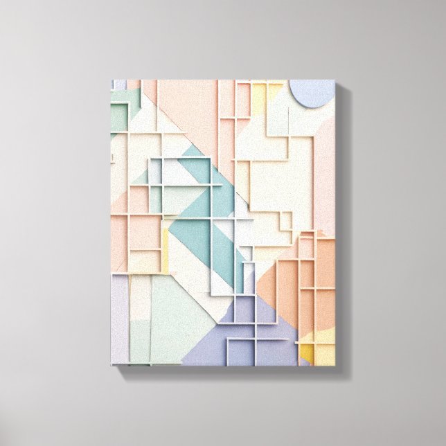 Geometric Shapes Modern Colourful Wrapped Art Canv Canvas Print (Front)