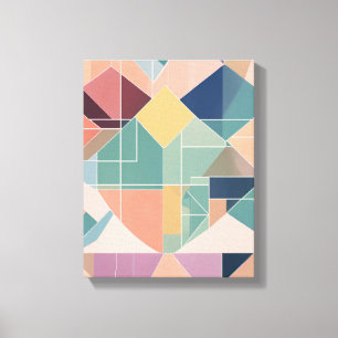 Geometric Shapes Modern Colourful Wrapped Art Canv Canvas Print