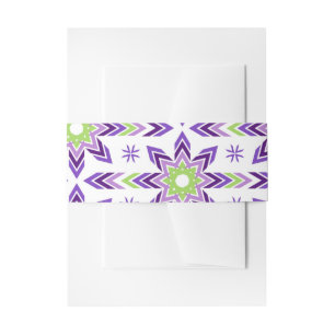 Geometric Shapes Mystic Ethnic Purple Green Stars Invitation Belly Band