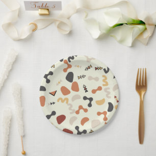 Geometric Shapes Orange Birthday Party Plates