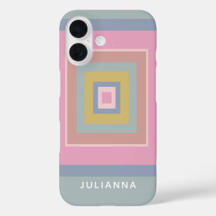 Geometric Shapes Pattern Pastels Personalised iPhone 16 Case
