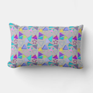 Geometric Shapes Pattern Vintage Style 01x4 LGrey Lumbar Cushion