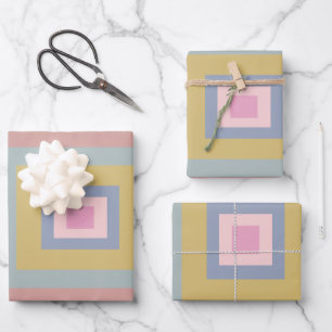 Geometric Shapes Quilt Pattern in Pastel Colours  Wrapping Paper Sheet