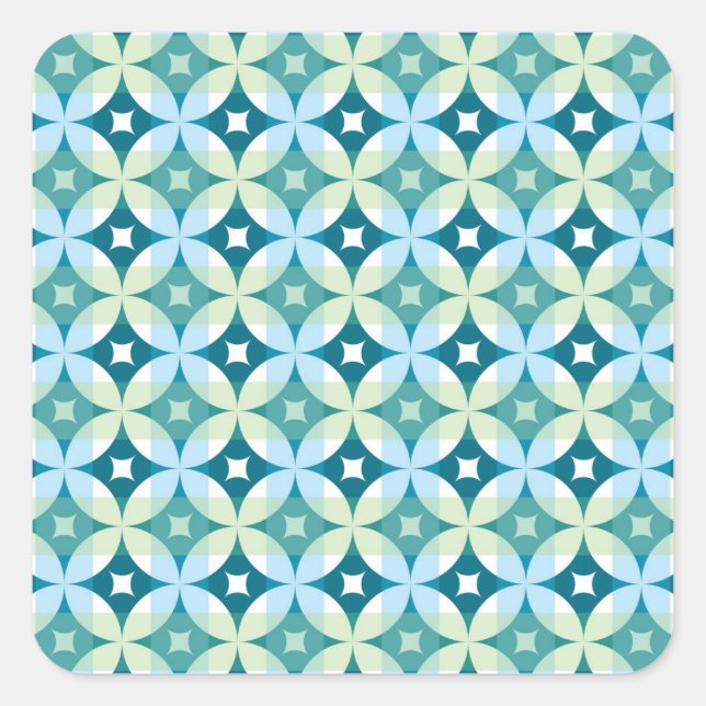 Geometric shapes, vintage abstract wallpaper. square sticker (Front)