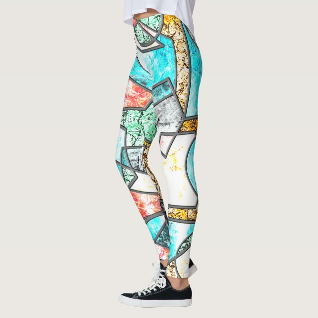 Geometric shapes with weird whitish textures leggings (Left)