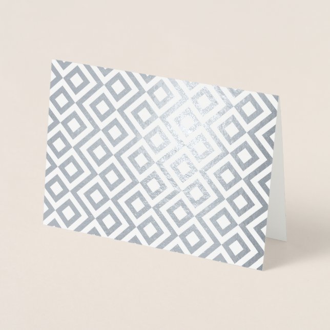 Geometric Silver and White Meander Foil Card (Front)