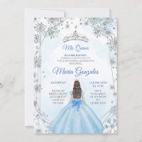 Geometric Silver Blue Mexican Sweet 15th Birthday
