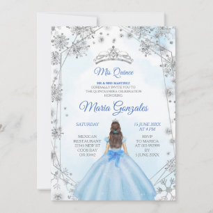 Geometric Silver Blue Mexican Sweet 15th Birthday Invitation