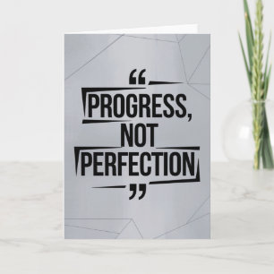 Geometric Silver Progress Not Perfection Motive Card